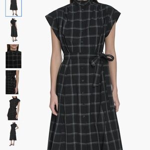 Calvin Klein Windowpane Plaid Cap Sleeve Midi Shirtdress, size 10